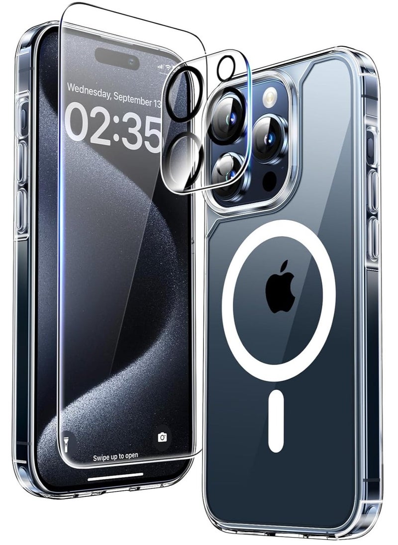 Raxoom 5-in-1 Magnetic iPhone 15 Pro Max Case – Includes 2X Screen Protectors, 2X Camera Lens Protectors, No Yellowing, 12 FT Protection, MagSafe Compatible - Image 1