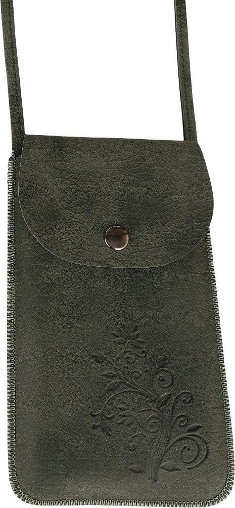 Cemmys Women's Cross Nubuck Shoulder Phone Bag Case - Floral Khaki  - Image 1