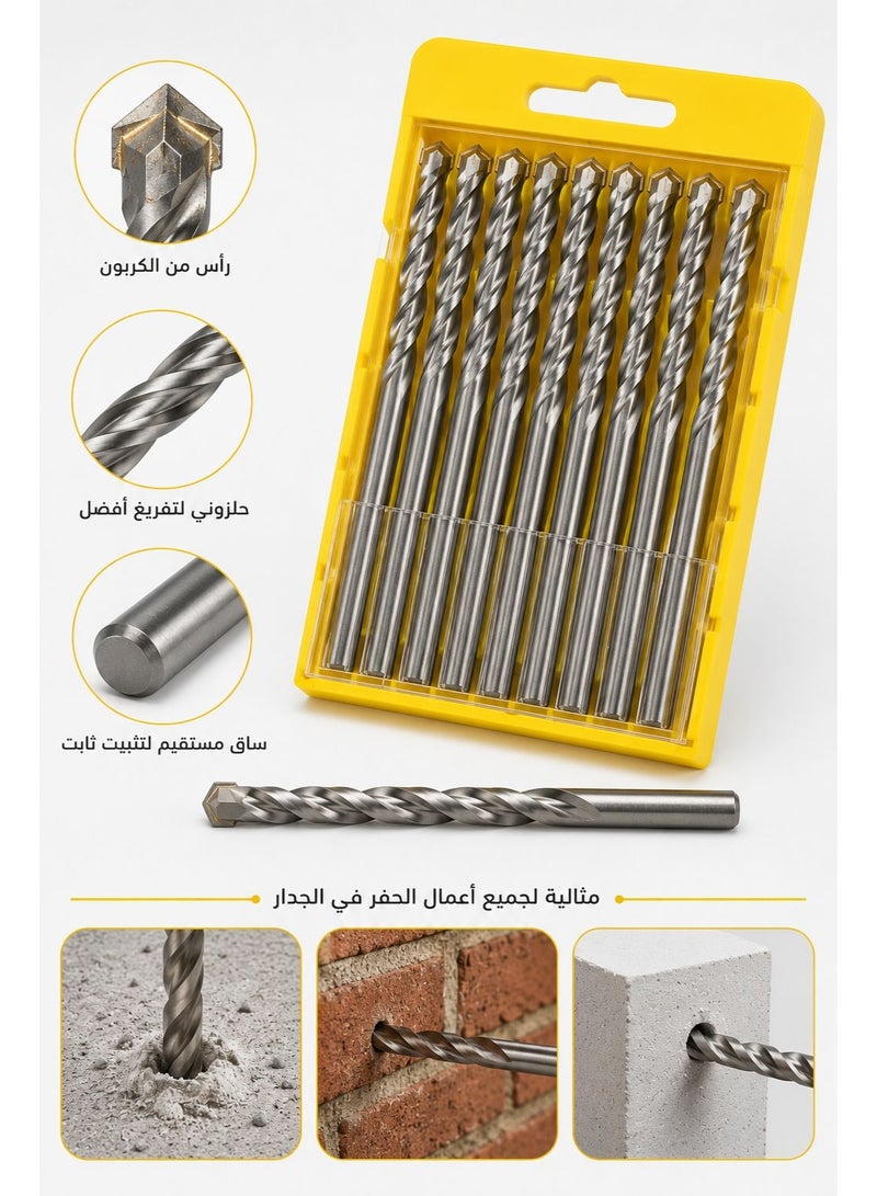 طقم ريش ثقب جدار 6 ملم – طول 9 سم – عبوة بلاستيكية 10 حبات - Image 2