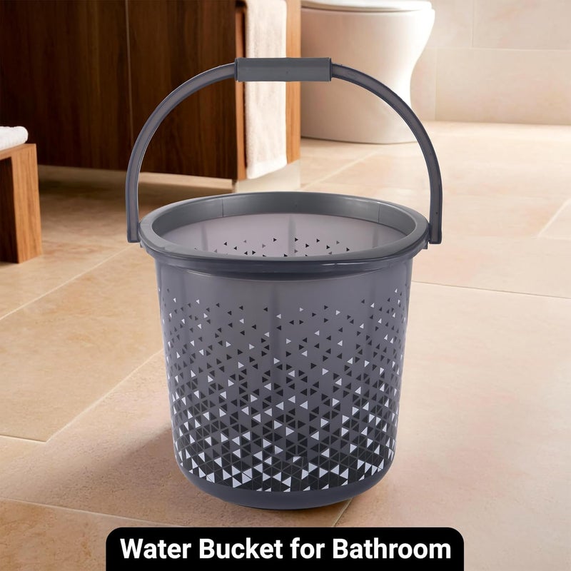 Kuber Industries Pack of 2 MultiPurpose 18 Ltr Water Bucket for Washing Clothes Bathing Balti for Bathroom Water Storage Container Essential for Household Chores Tined Black Brown - Image 2