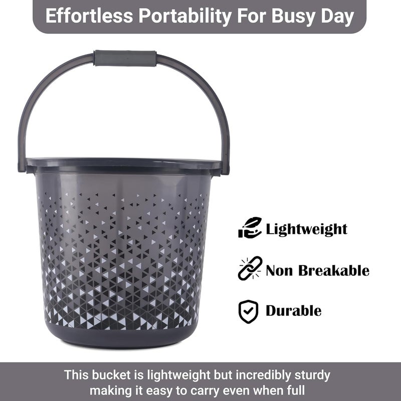 Kuber Industries Pack of 2 MultiPurpose 18 Ltr Water Bucket for Washing Clothes Bathing Balti for Bathroom Water Storage Container Essential for Household Chores Tined Black Brown - Image 4