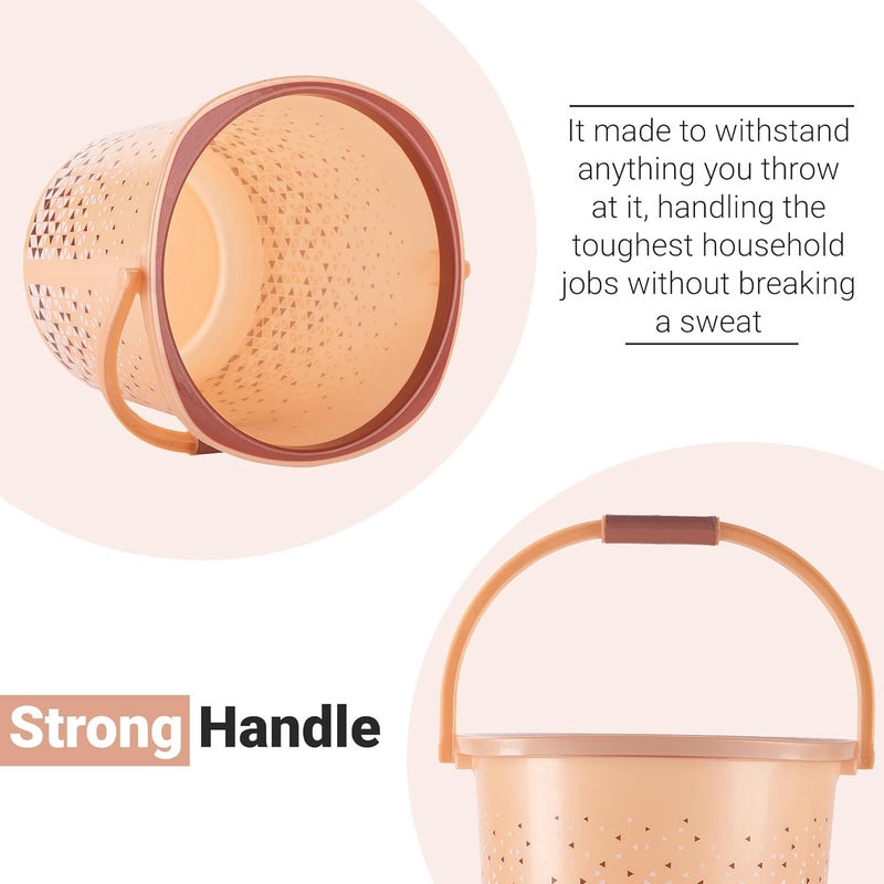 Kuber Industries Pack of 2 MultiPurpose 18 Ltr Water Bucket for Washing Clothes Bathing Balti for Bathroom Water Storage Container Essential for Household Chores Tined Black Brown - Image 5