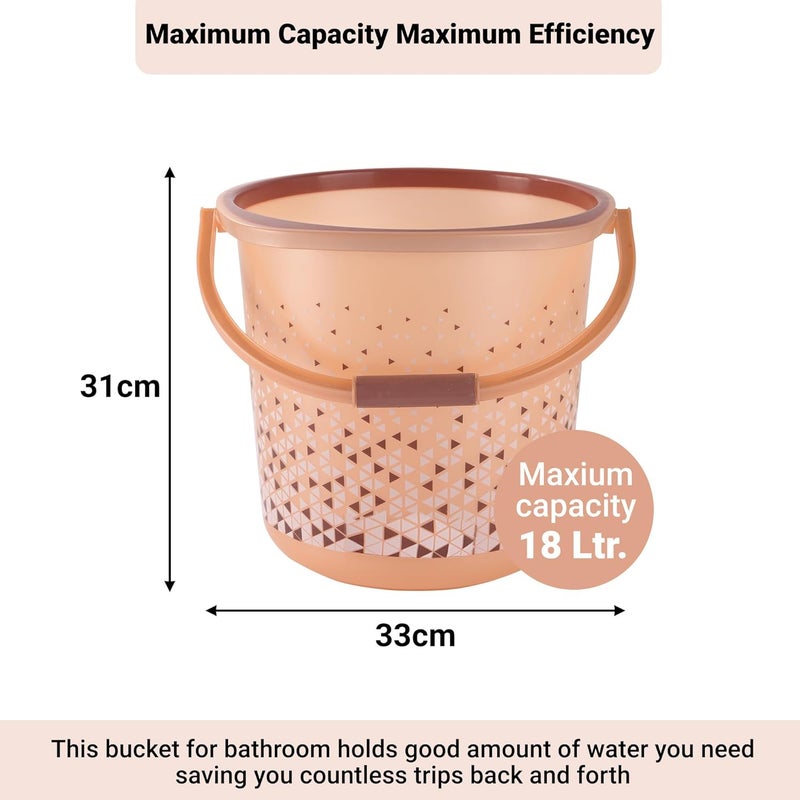Kuber Industries Pack of 2 MultiPurpose 18 Ltr Water Bucket for Washing Clothes Bathing Balti for Bathroom Water Storage Container Essential for Household Chores Tined Black Brown - Image 3