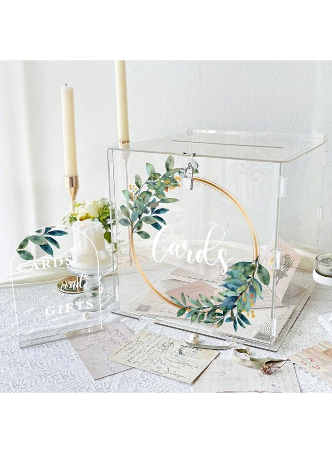 OurWarm Acrylic Wedding Card Box with lock, Clear Wedding Card Boxes for Reception, Envelope Money Box Wedding Box for Cards and Money, Gift Card Box for Party Graduation Baby Shower Wedding Decor - Image 1
