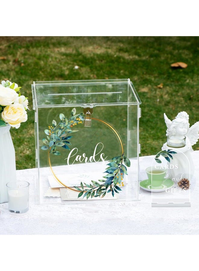 OurWarm Acrylic Wedding Card Box with lock, Clear Wedding Card Boxes for Reception, Envelope Money Box Wedding Box for Cards and Money, Gift Card Box for Party Graduation Baby Shower Wedding Decor - Image 4