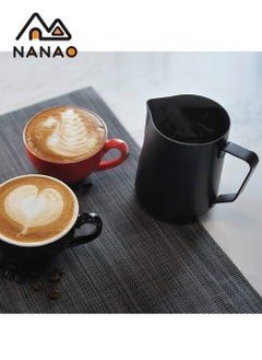 NANAO Stainless Steel Espresso Coffee Milk Frothing Pitcher,Coffee Latte Milk Frothing Jug Black 350ml  - Image 2