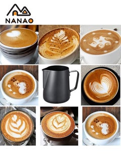 NANAO Stainless Steel Espresso Coffee Milk Frothing Pitcher,Coffee Latte Milk Frothing Jug Black 350ml  - Image 5