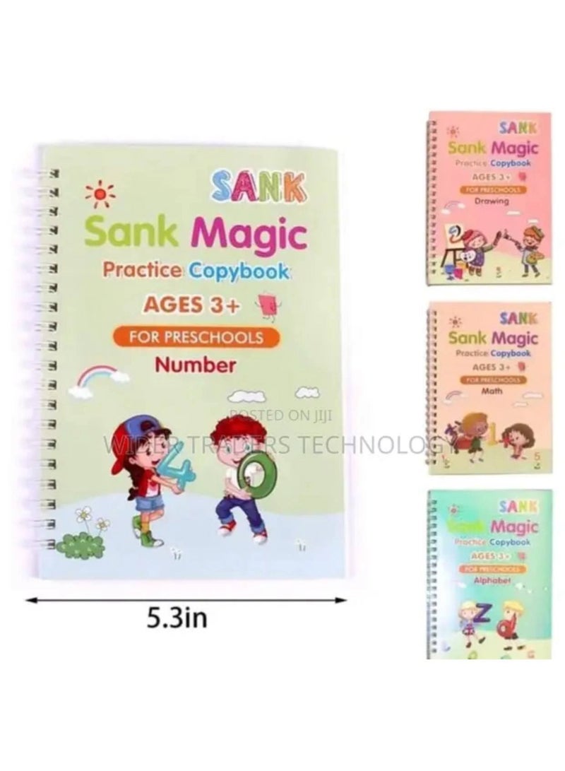 كتاب سحري دفتر تمارين قابل لإعادة الاستخدام كراسة التدريب السحرية للأطفال   ساعدي طفلك يتعلم الأرقام Number بطريقة ممتعة وتفاعلية مع كراسة Sank Magic المصممة خصيصًا لأعمار +3 سنوات.الحبر السحري يختفي بعد وقت، وده يعني إن الكراسة قابلة لإعادة الاستخدام مرات كتير!   تنمي مهارات الكتابة، التكرار، والتركيز بطريقة ممتعة.مثالية لأطفال الحضانة والتمهيدي! - Image 1