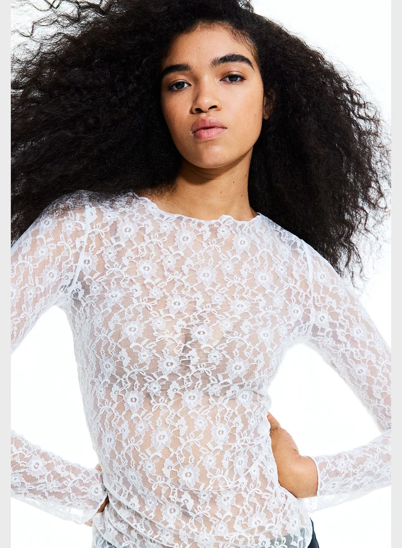 H&M Lace Boat Neck Top