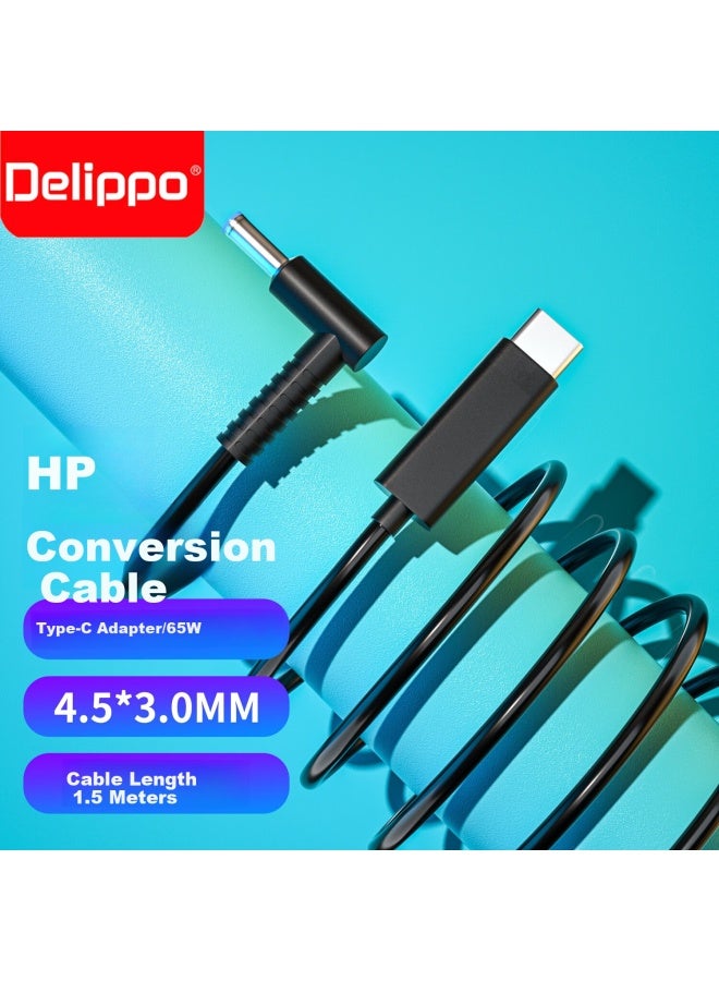 Delippo Hp Laptop Power Cord, 65w Computer Charger Cable, 19.5v 3.33a Small Port, Suitable For Elitebook 820 840 G3 Ultra-book, Tpn-q159 Q172 - Image 1