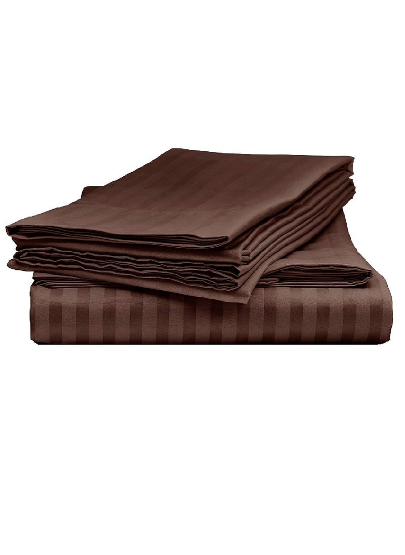 Blueberry King Size Stripe Bed Sheet Set 100% Cotton Premium Quality 200x200+20cm  - Image 1