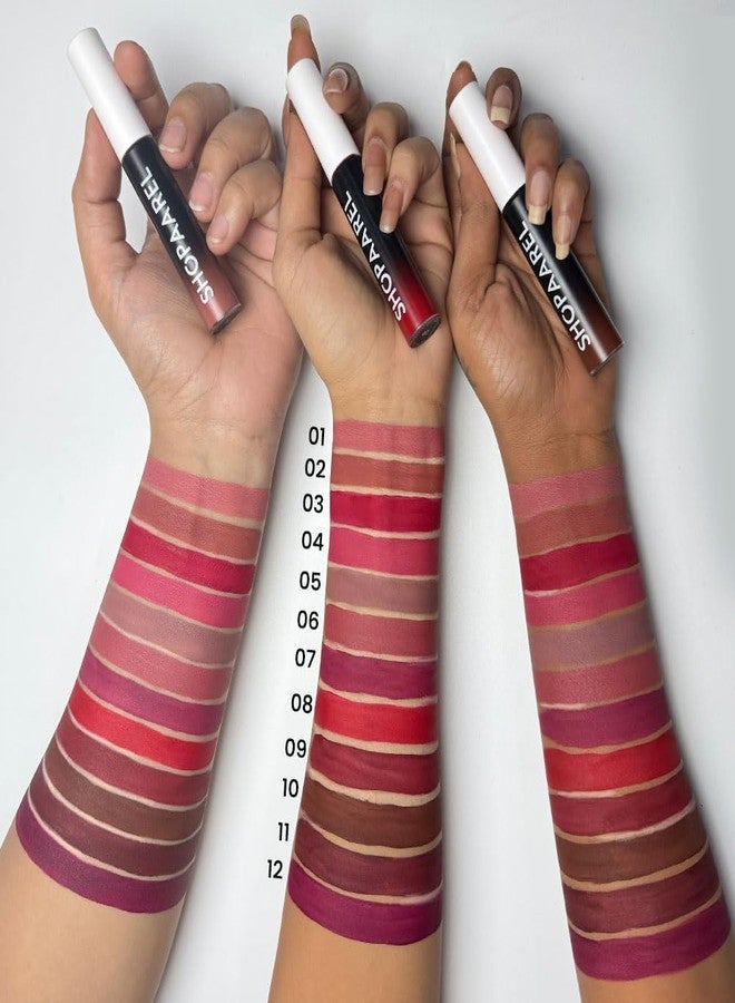 شوبارل ملمع شفاه سائل Shopaarel Gloss Love Matte Edition لشفاه ناعمة وندية، لون شفاه غني لإطلالة لامعة | ملمع شفاه خفيف الوزن وغير لزج لترطيب الشفاه (جديد) (10) - Image 5