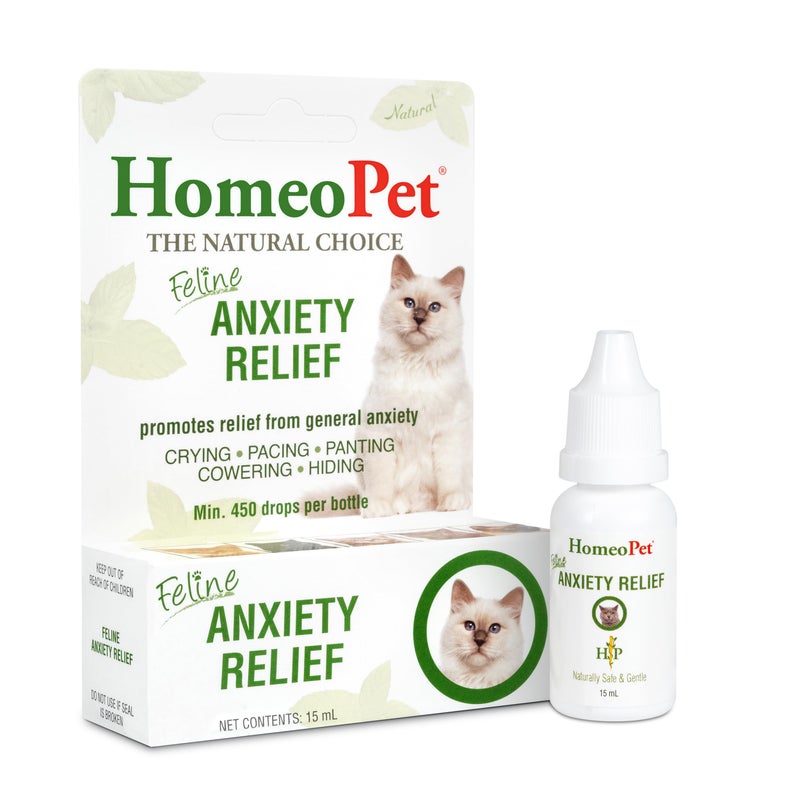 HomeoPet Feline Anxiety Relief, Natural Stress and Anxiety Support, Anxiety Supplement for Cats, 15 Milliliters - Image 1
