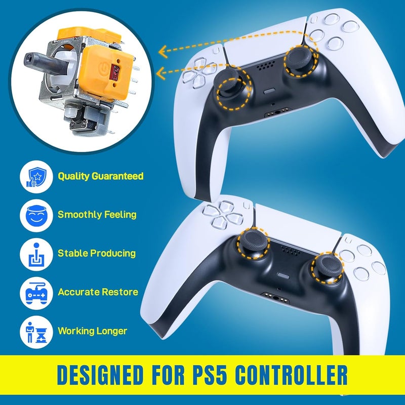 مجموعة عصا تحكم بديلة من متوافقة مع وحدة تحكم PS5، وحدة عصا تحكم ثلاثية الأبعاد بتأثير هول مع غطاء توصيل، مجموعة ملحقات وحدة التحكم - Image 3