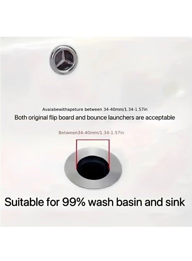 Universal Bathroom Sink Stopper Anti-odor Wash Basin Refined Copper Core Pop Up Bathroom Sink Plug Press Type Sink Drain Stopper Washbasin Drain Filter Bathtub Hair Catcher Bathroom Accessories - Image 3