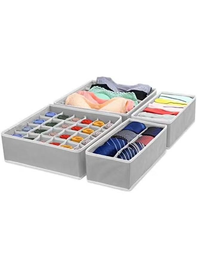 4 مجموعة من منظم درج الملابس الداخلية القابل للطي وخزانة للعلاقات والجوارب والسراويل القصيرة ودرج مقسم بغطاء وخزانة منظم منزلي - Image 1