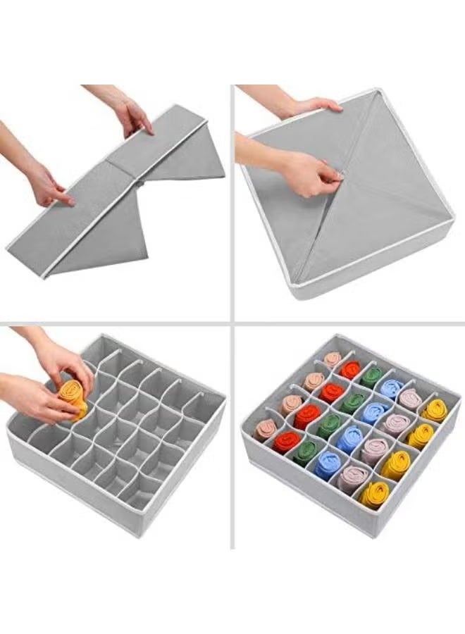 4 مجموعة من منظم درج الملابس الداخلية القابل للطي وخزانة للعلاقات والجوارب والسراويل القصيرة ودرج مقسم بغطاء وخزانة منظم منزلي - Image 3