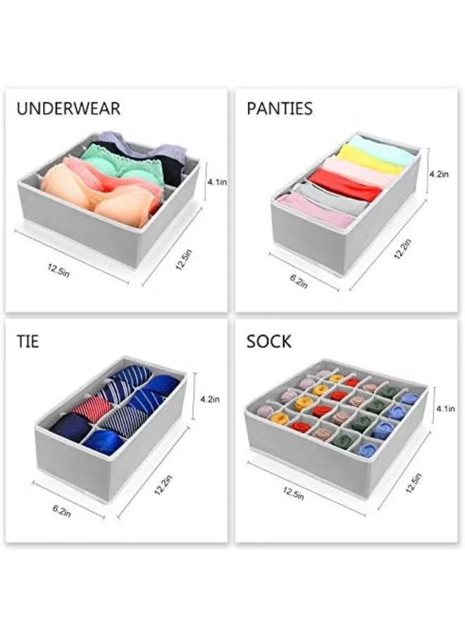 4 مجموعة من منظم درج الملابس الداخلية القابل للطي وخزانة للعلاقات والجوارب والسراويل القصيرة ودرج مقسم بغطاء وخزانة منظم منزلي - Image 4