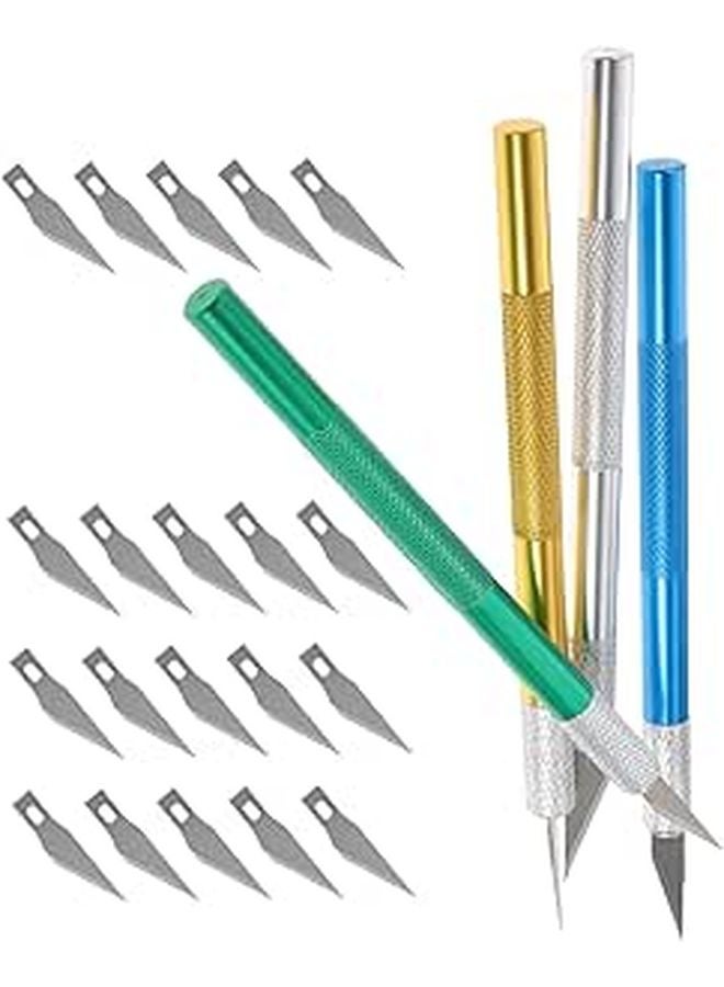 4 Sets Art Craft Knife Kit With 30 Blades For Scrapbooking Vinyl Cutting - Image 1