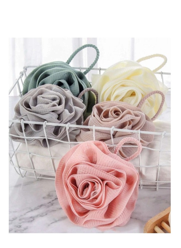 Lifenpure - Lifenpure™ 5 pcs Flower Shaped Shower Scrubber Bathing Balls Mesh Loofah Sponge - Image 1