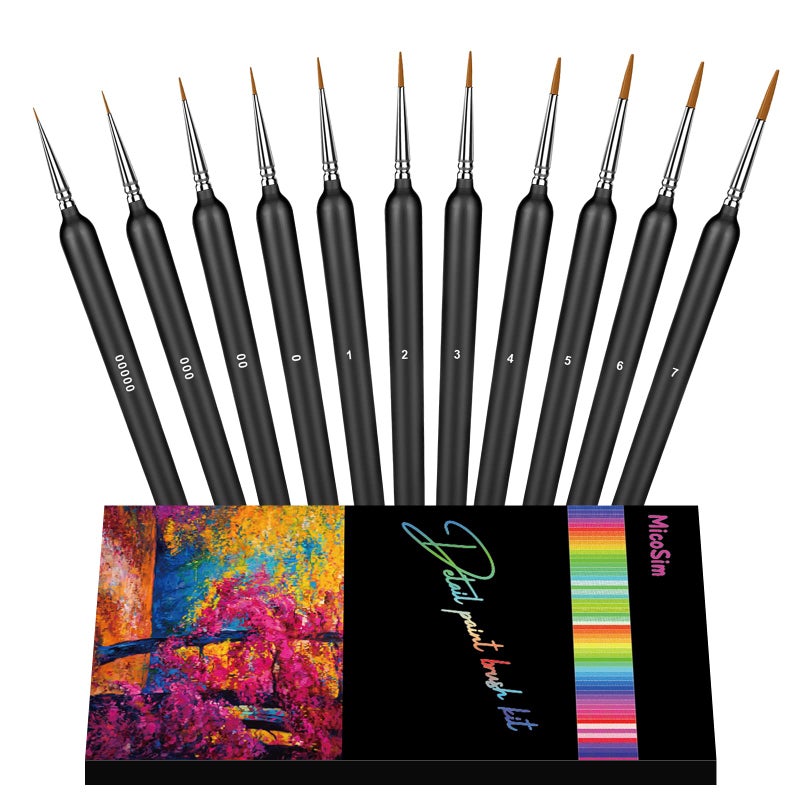 MicoSim 11Pcs Paint Brushes,Miniature Paint Brushes with Ergonomics Grip Handles,Detail Paint Brush Set for Fine Detailing & Art Painting - Acrylic, Watercolor,Oil,Models, Warhammer 40k… - Image 1