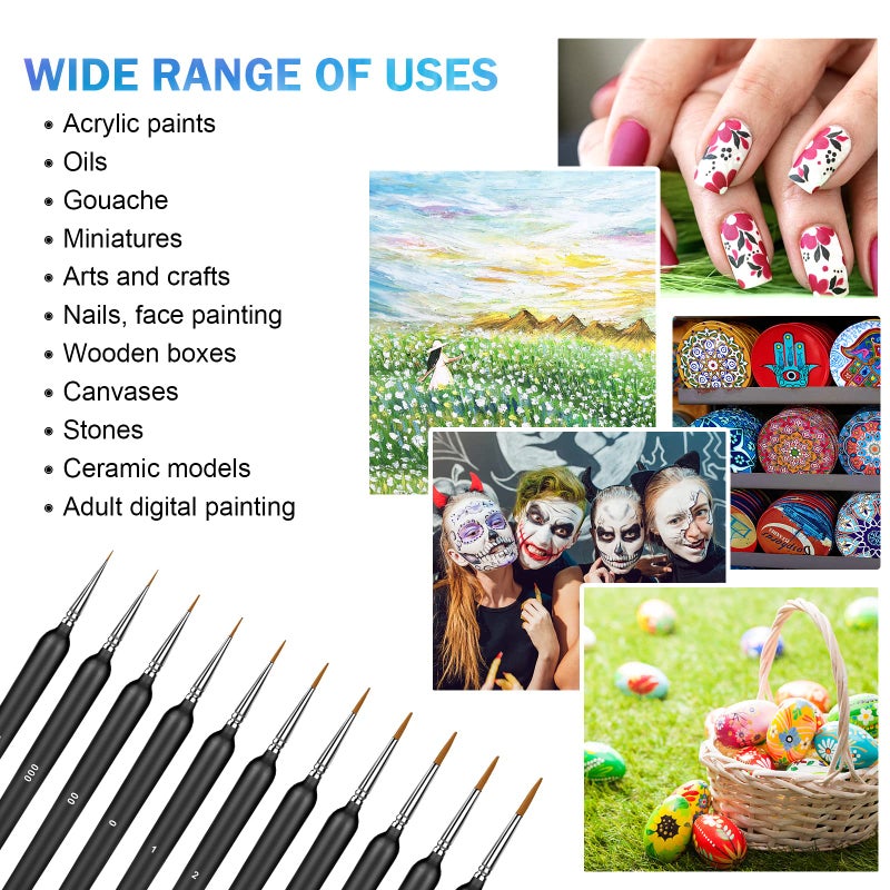 MicoSim 11Pcs Paint Brushes,Miniature Paint Brushes with Ergonomics Grip Handles,Detail Paint Brush Set for Fine Detailing & Art Painting - Acrylic, Watercolor,Oil,Models, Warhammer 40k… - Image 5