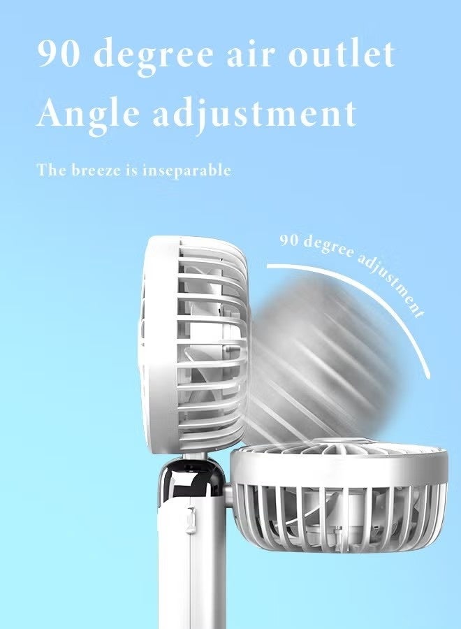 Portable hand Fan, Quiet mini Fan, 2400 mAh USB Battery Rechargeable Fan, Battery Operated Table Fan with 5 Speeds for Home , Travel, Commute, Makeup, Office (White) - Image 5