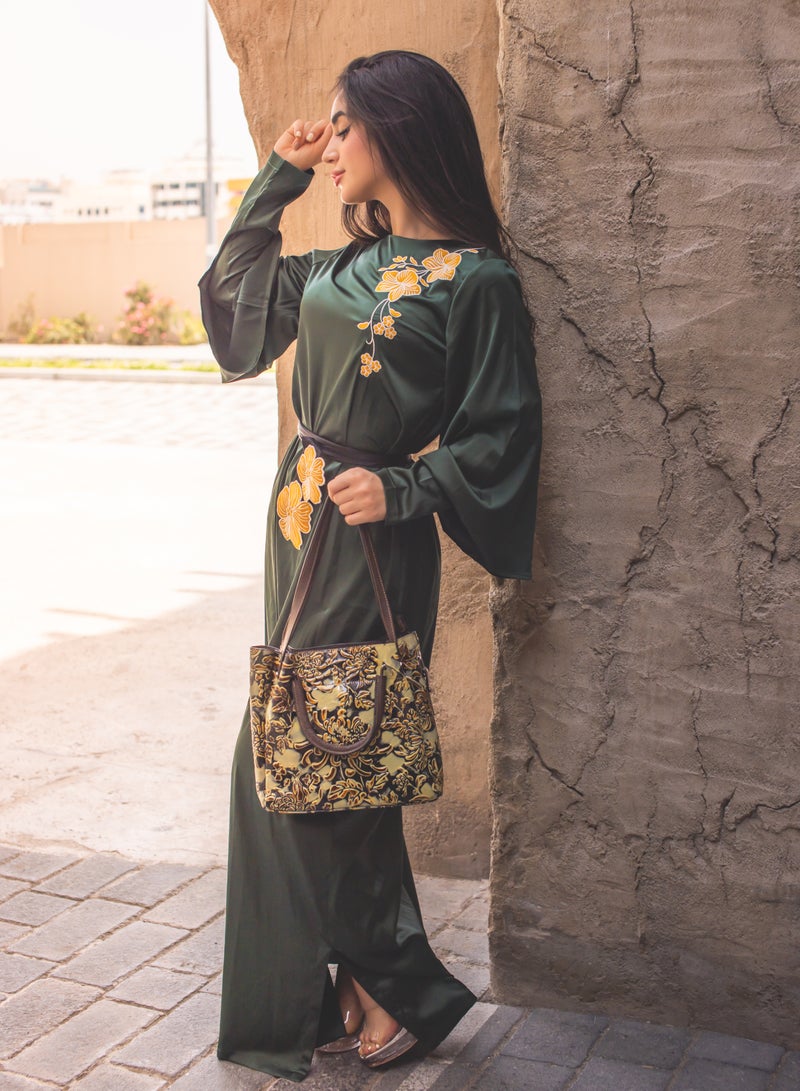 Maple's Embroidered Satin Silk Maxi With Belt  - Image 2