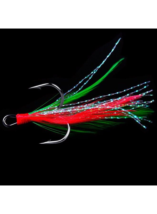 AMHDV Feather Fishing Hooks Strong Treble Hooks Size 2 4 6 8 10 (Pack of 20) 6# red - Image 5