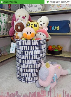 LANGYASHAN Storage Bin,Ramie Cotton/Canvas Fabric Folding Storage Basket with Handles- Toy Box/Toy Storage/Toy Organizer for Boys and Girls - Laundry