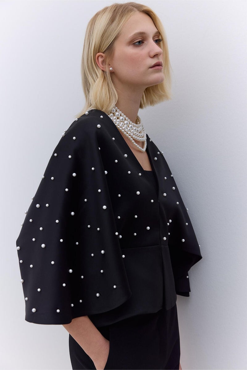 Manuka Pearl Evening Dress Kimono Black  - Image 2