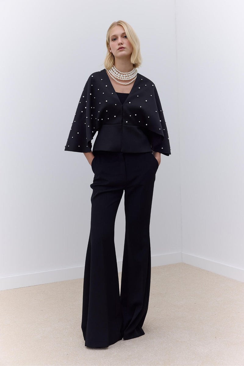 Manuka Pearl Evening Dress Kimono Black  - Image 1