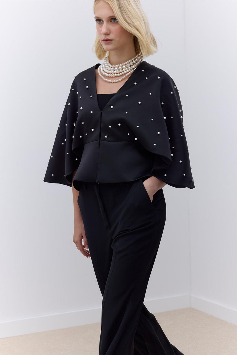 Manuka Pearl Evening Dress Kimono Black  - Image 3
