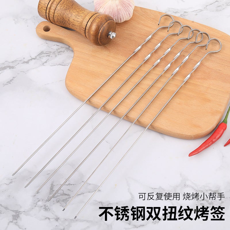 الشواء Skebab الفولاذ المقاوم للصدأ شقة Skebab في الهواء الطلق إبرة الشواء الفولاذ Skebab الحديد Skebab أداة - Image 3