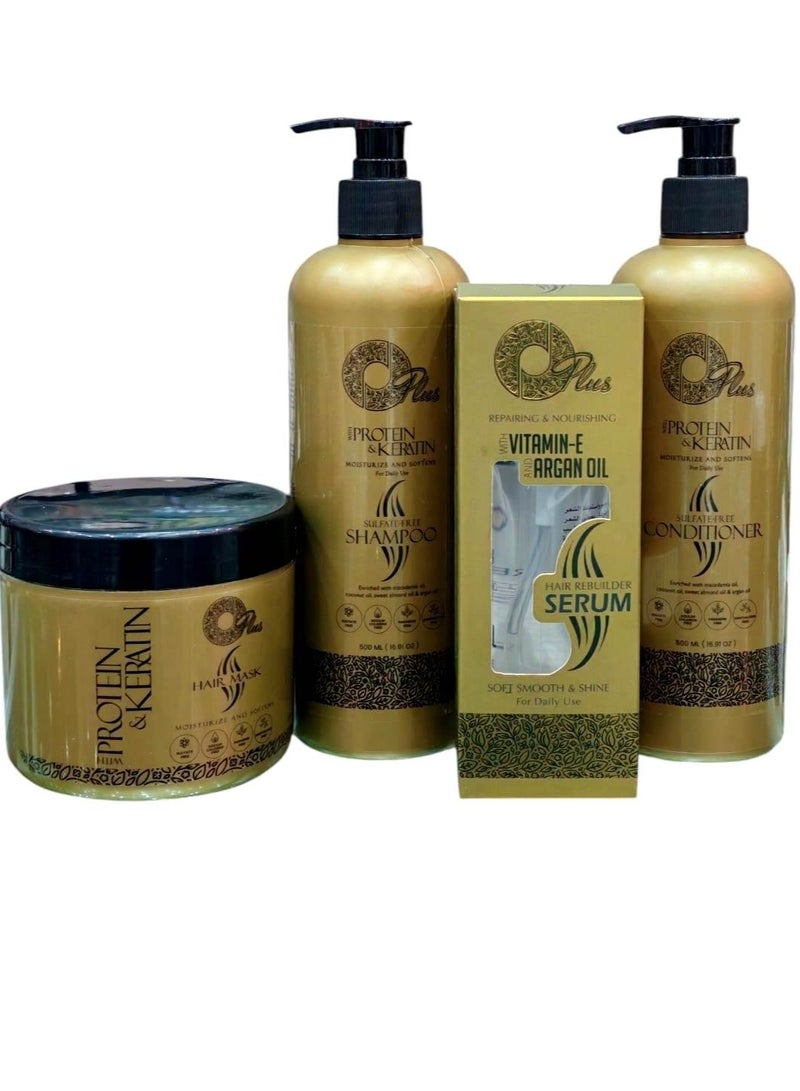 Oplus O Plus Shampoo 500 ml Conditioner 500 ml  and Mask 500 ml for Protein and Keratin Treated Hair and O Plus Anti Frizz Serum 110 ml Does Not Contain Sulfates Or Sodium - Image 1