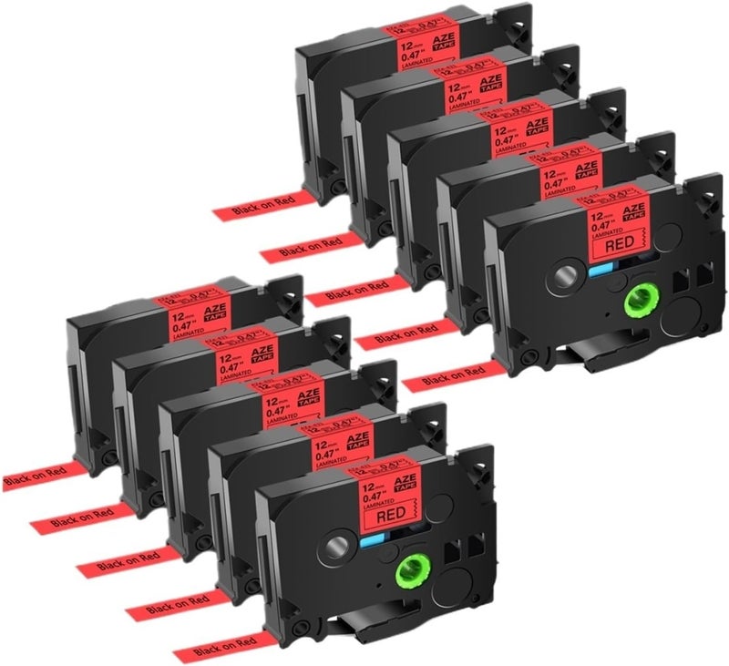 متوافق مع طابعات العلامات PT-P700 | 10 أشرطة علامات مغلفة بالأسود على الأبيض (TZ 231/221/431/731) للتمييز المتعدد السيناريوهات (10 حزم بالأسود على الأخضر، 9 مم) - Image 5