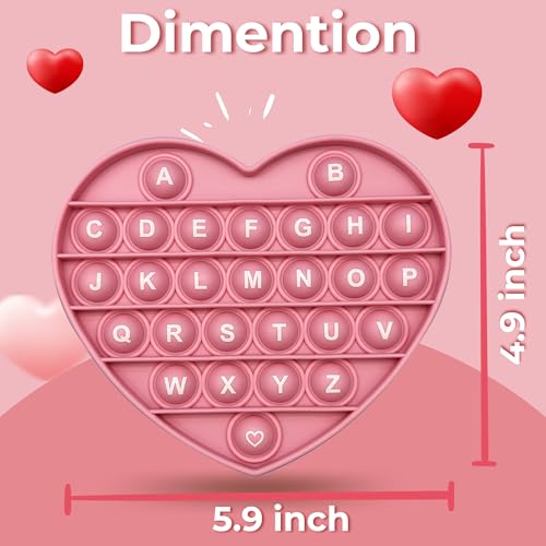 PETBSNVB Pink Heart Shaped Pop Bubble Valentines Fidget Toy with Letters and Numbers Xmas Gift Sensory Toy with Alphabets Kids Birthday Party Classroom Prize Stress Reliever - Image 5