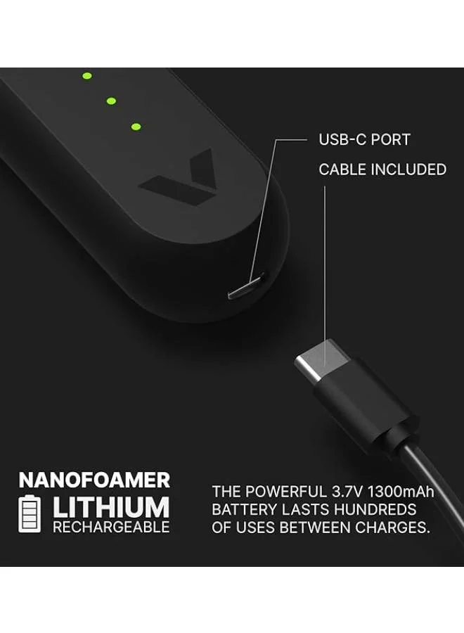 subminimal NanoFoamer Lithium - Portable Coffee Foam Maker, Multi-Touch 2-Speed Option, 3.7 Volts Li-ion Battery Operated, with 2 nanoscreens Fine and Superfine| for Coffee Lovers & Baristas - White