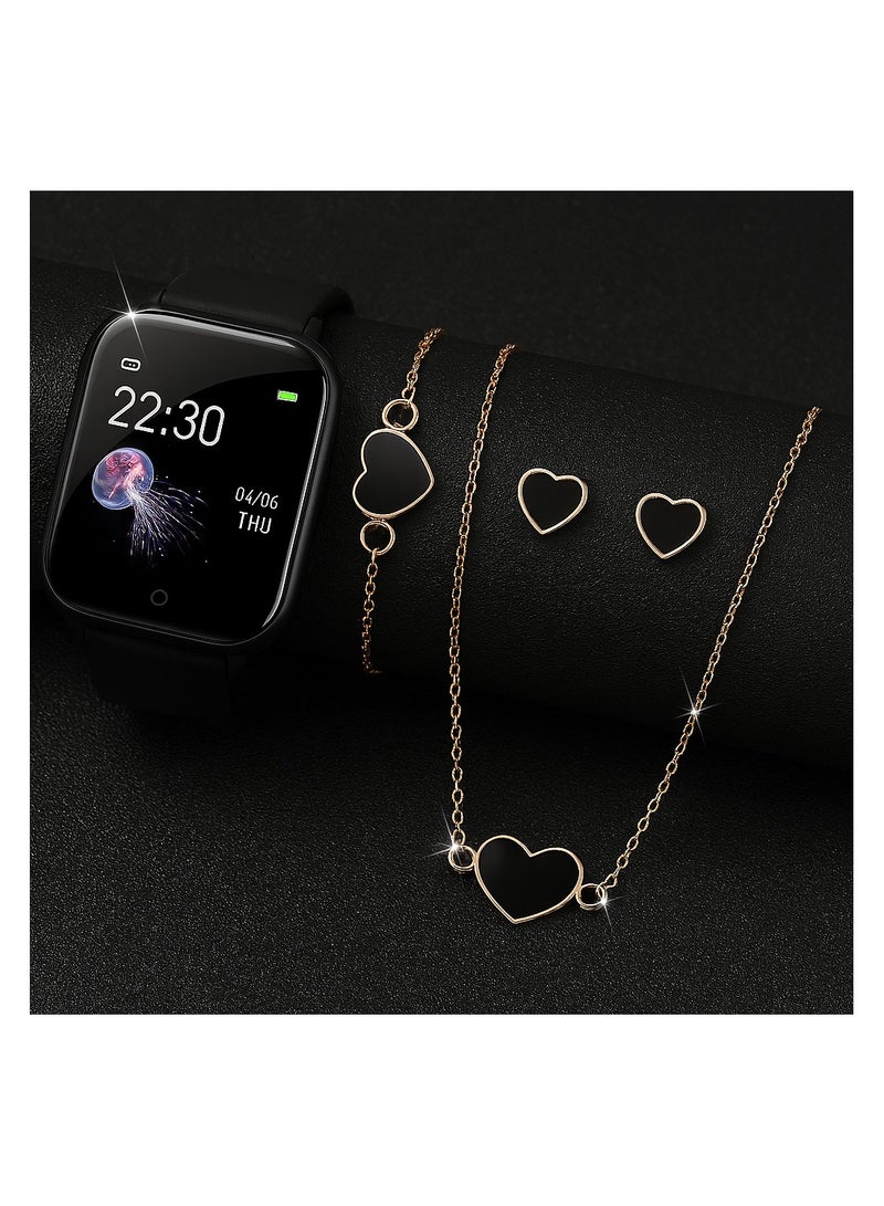 Luxury Smartwatch & Black Heart Jewelry Gift Set - Image 2