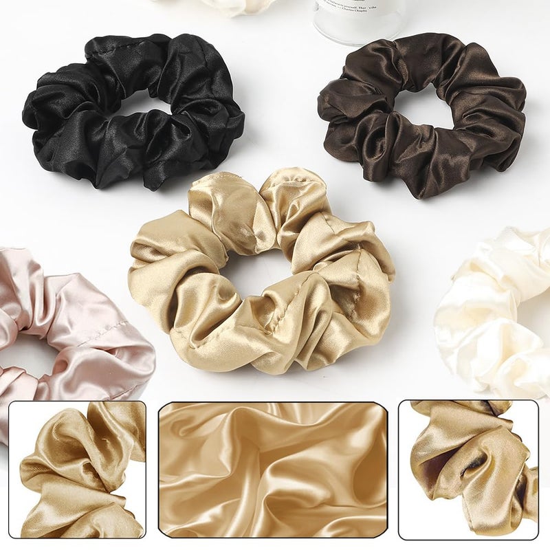 TRKETK 20 Pieces Silk Scrunchies Hair Scrunchies Elastic Soft Headbands Ties Ropes Headbands Scrunchie Scrunchie with Different Color Satin Hair Scrunchies for Women and Girls - Image 3