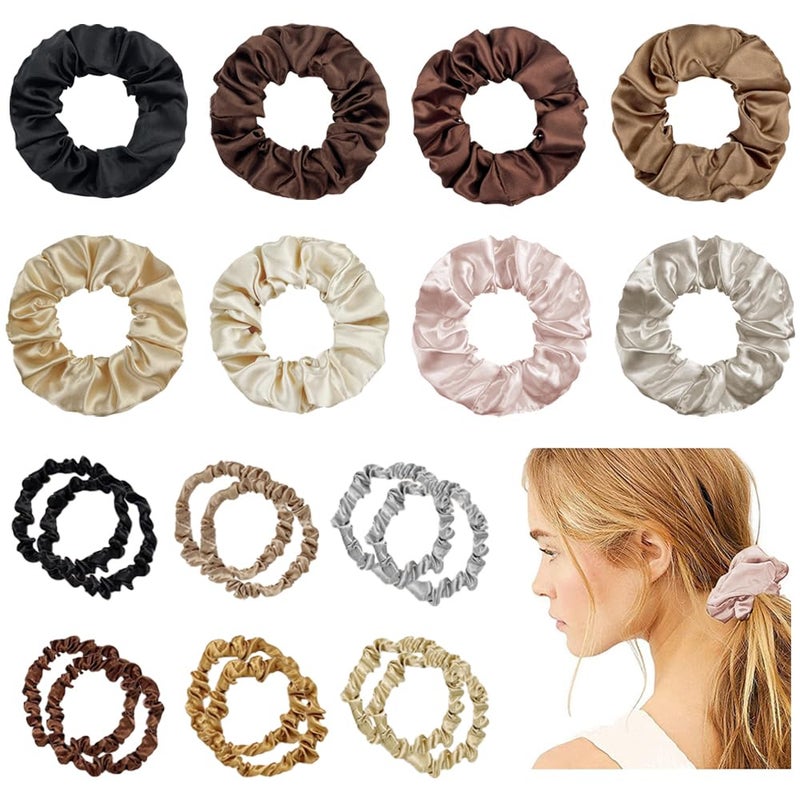 TRKETK 20 Pieces Silk Scrunchies Hair Scrunchies Elastic Soft Headbands Ties Ropes Headbands Scrunchie Scrunchie with Different Color Satin Hair Scrunchies for Women and Girls - Image 1