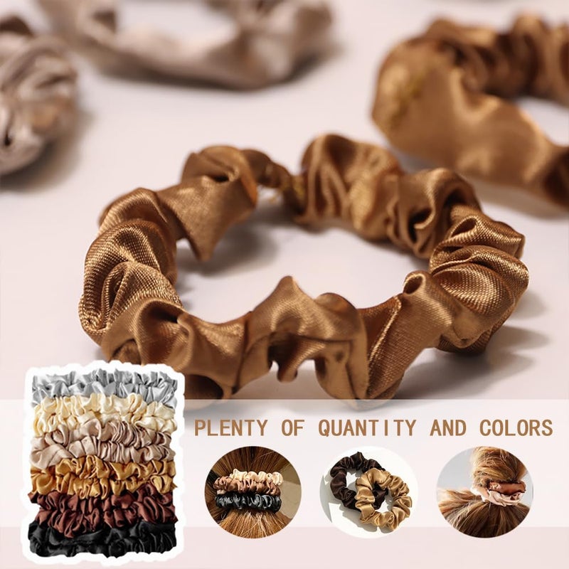 TRKETK 20 Pieces Silk Scrunchies Hair Scrunchies Elastic Soft Headbands Ties Ropes Headbands Scrunchie Scrunchie with Different Color Satin Hair Scrunchies for Women and Girls - Image 5