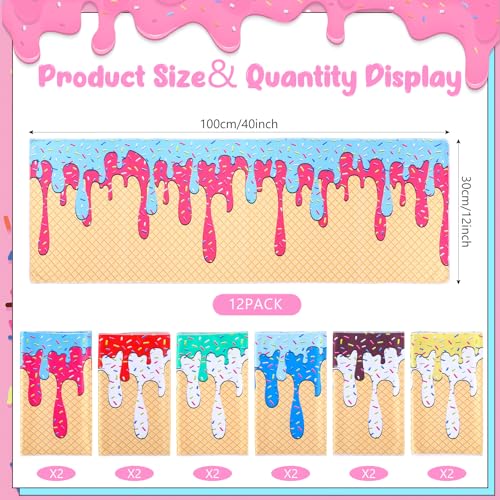 CraftyDream 12 Pcs Cooling Towel Baseball Football Basketball Breathable Chilly Softball Soccer Ice Towel 40x12 Tennis Microfiber Accessories for PlayerMulticolorIce Cream Drip - Image 3
