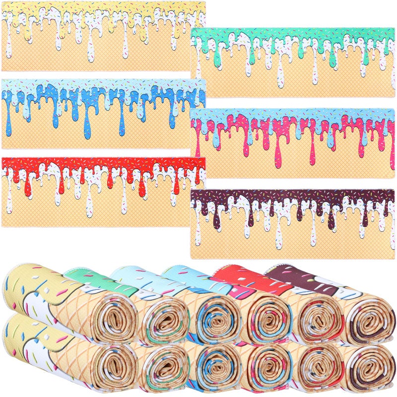 CraftyDream 12 Pcs Cooling Towel Baseball Football Basketball Breathable Chilly Softball Soccer Ice Towel 40x12 Tennis Microfiber Accessories for PlayerMulticolorIce Cream Drip - Image 2