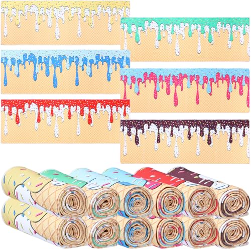 CraftyDream 12 Pcs Cooling Towel Baseball Football Basketball Breathable Chilly Softball Soccer Ice Towel 40x12 Tennis Microfiber Accessories for PlayerMulticolorIce Cream Drip - Image 1
