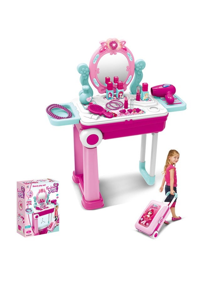 Portable Pretend Glamorous Vanity Make Up Beauty Play Set With Light And Sound - Image 4