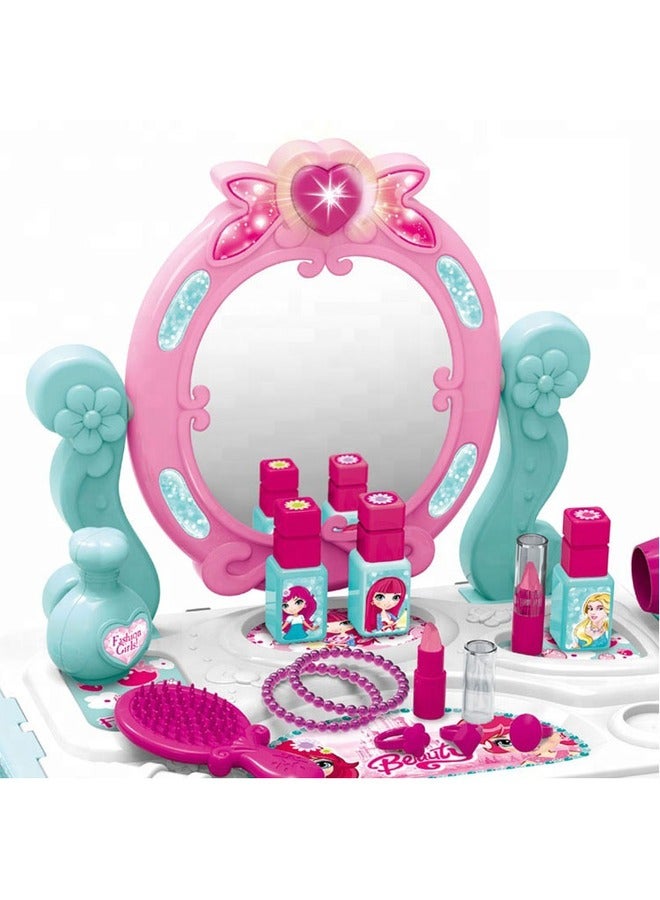 Portable Pretend Glamorous Vanity Make Up Beauty Play Set With Light And Sound - Image 3