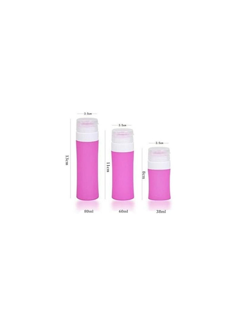 Spaceshoop 3Pcs Leakproof Travel bottles Empty Refillable Silicon Round - Image 3