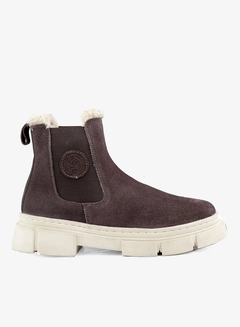 Bacca Bucci Brown Alpine Armor Chelsea Snow Boots with Suede and Fur for Men | Best Price UAE