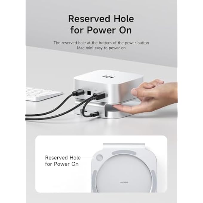 rayihni MAC MINI M4 HUB & STAND WITH SSD ENCLOSURE, 3 IN 1 USB TYPE-C DOCKING STATION WITH M.2 NVME SSD CASE, 10GBPS USB3.2 GEN2, SD4.0, TF4.0, 5V/2A POWER SUPPLY FOR M4 PRO (MC60H) - Image 2
